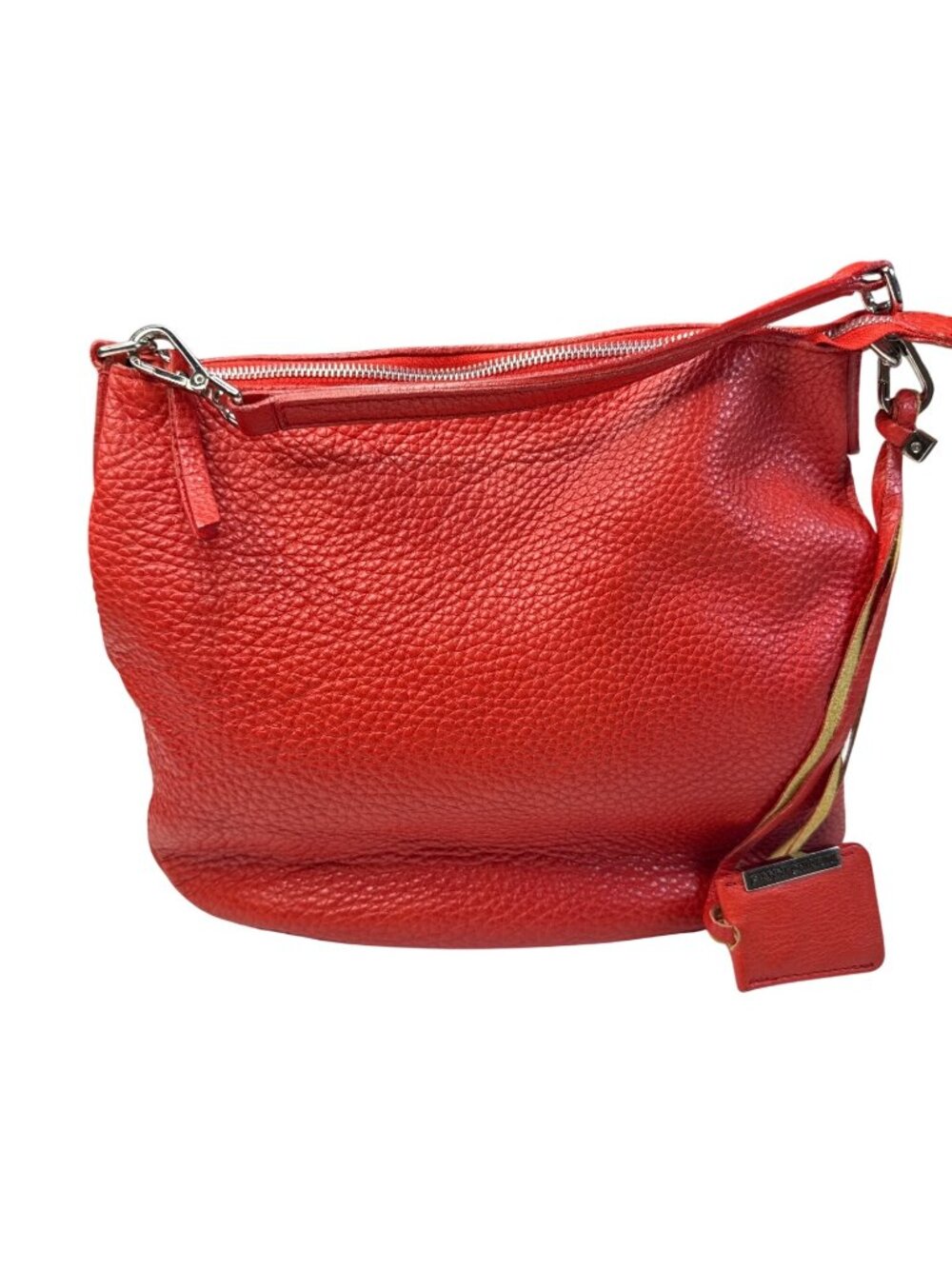 Gianni Chiarini Red Leather Shoulder Bag With Zipper & Detachable Strap - Chic E